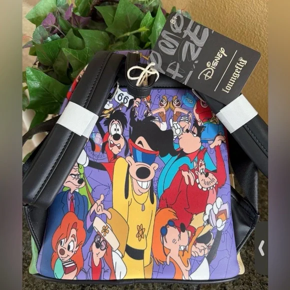 Loungefly Disney Goofy Movie Collage Mini Backpack and matching wallet NWT
